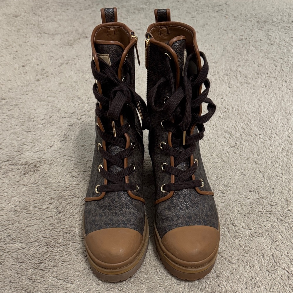 Michael Kors Collection Brown and Black Lace-Up Boots